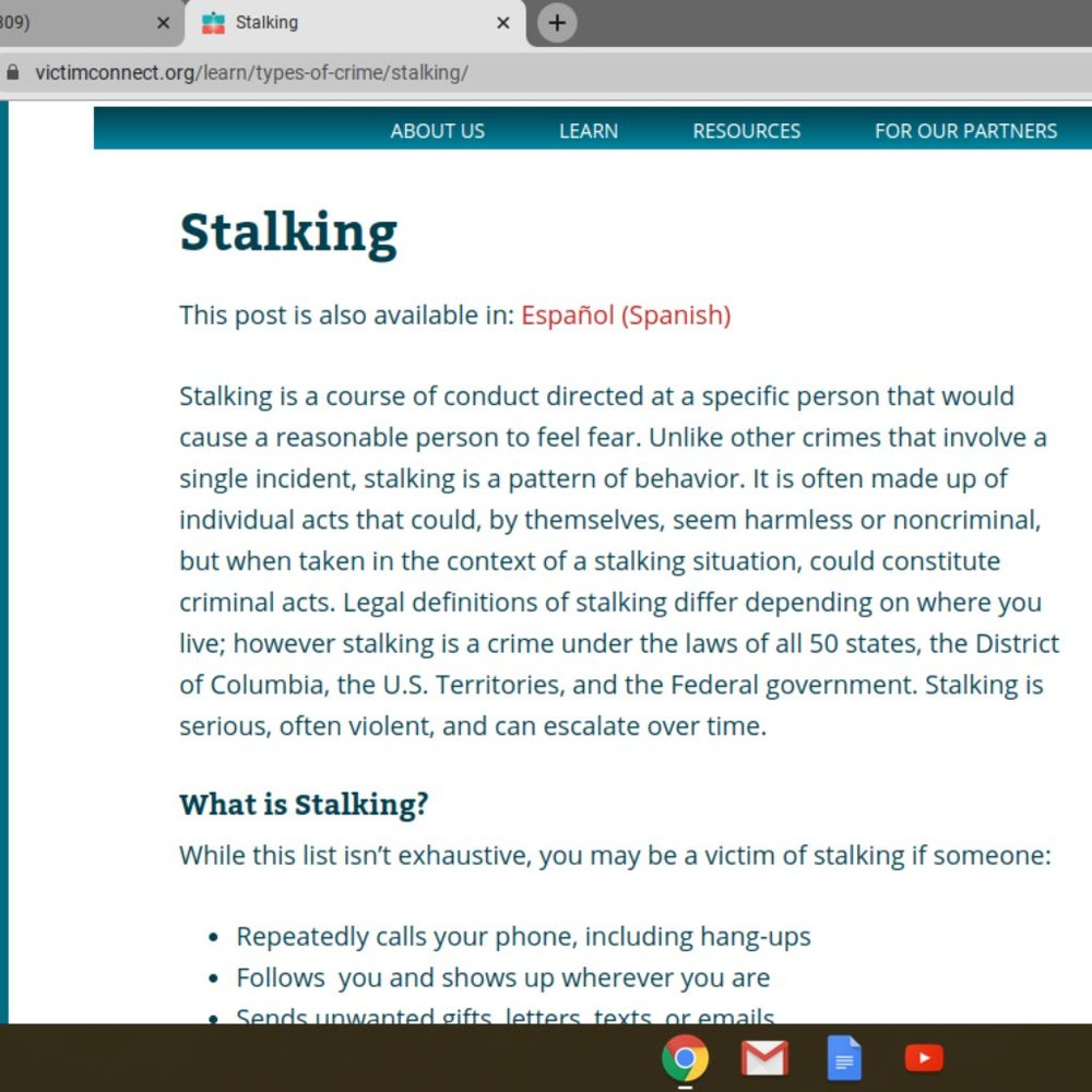 STALKING IS A CRIME
